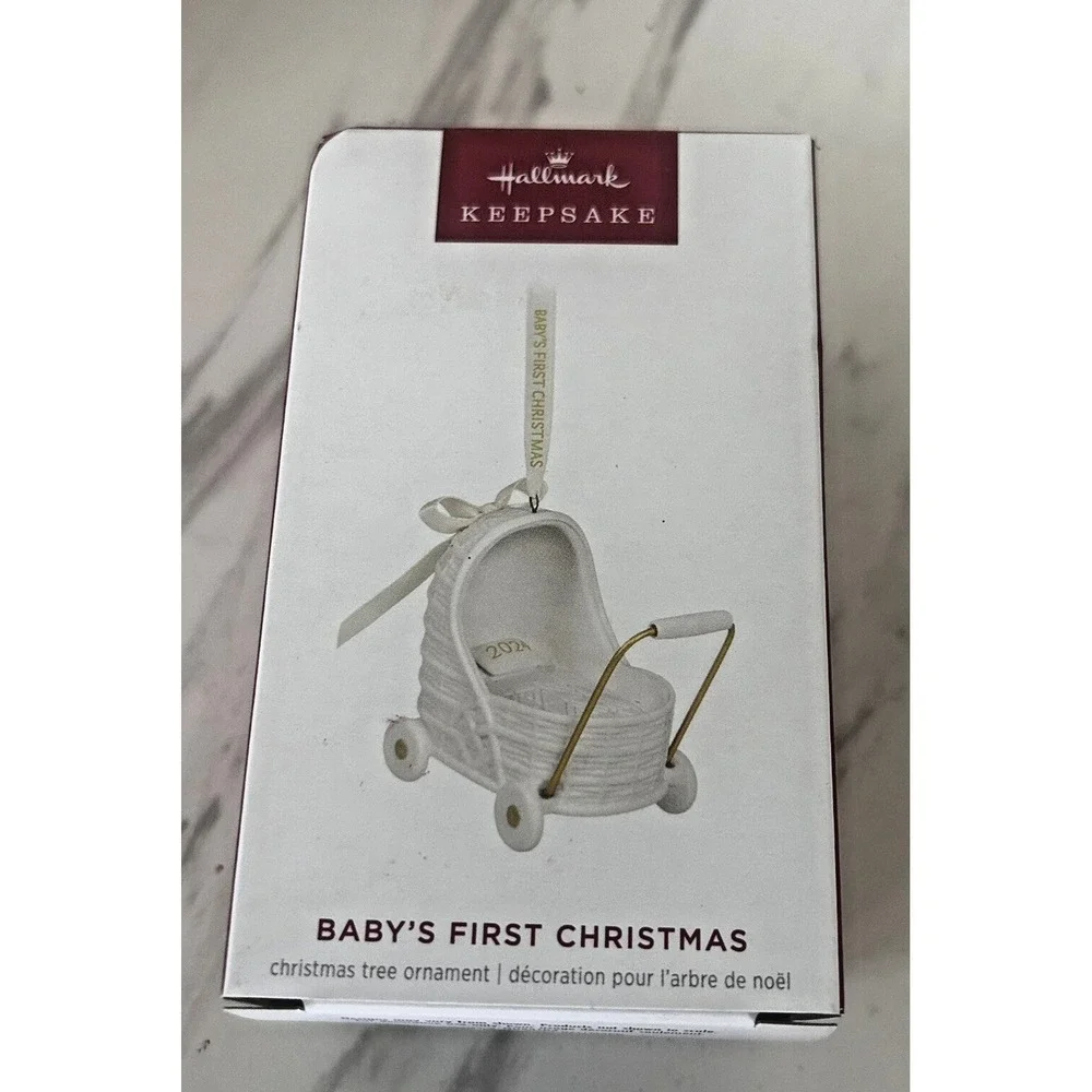 Hallmark Keepsake Baby's First Christmas Ornament Cream Porcelain 2024 BxP&AA‎